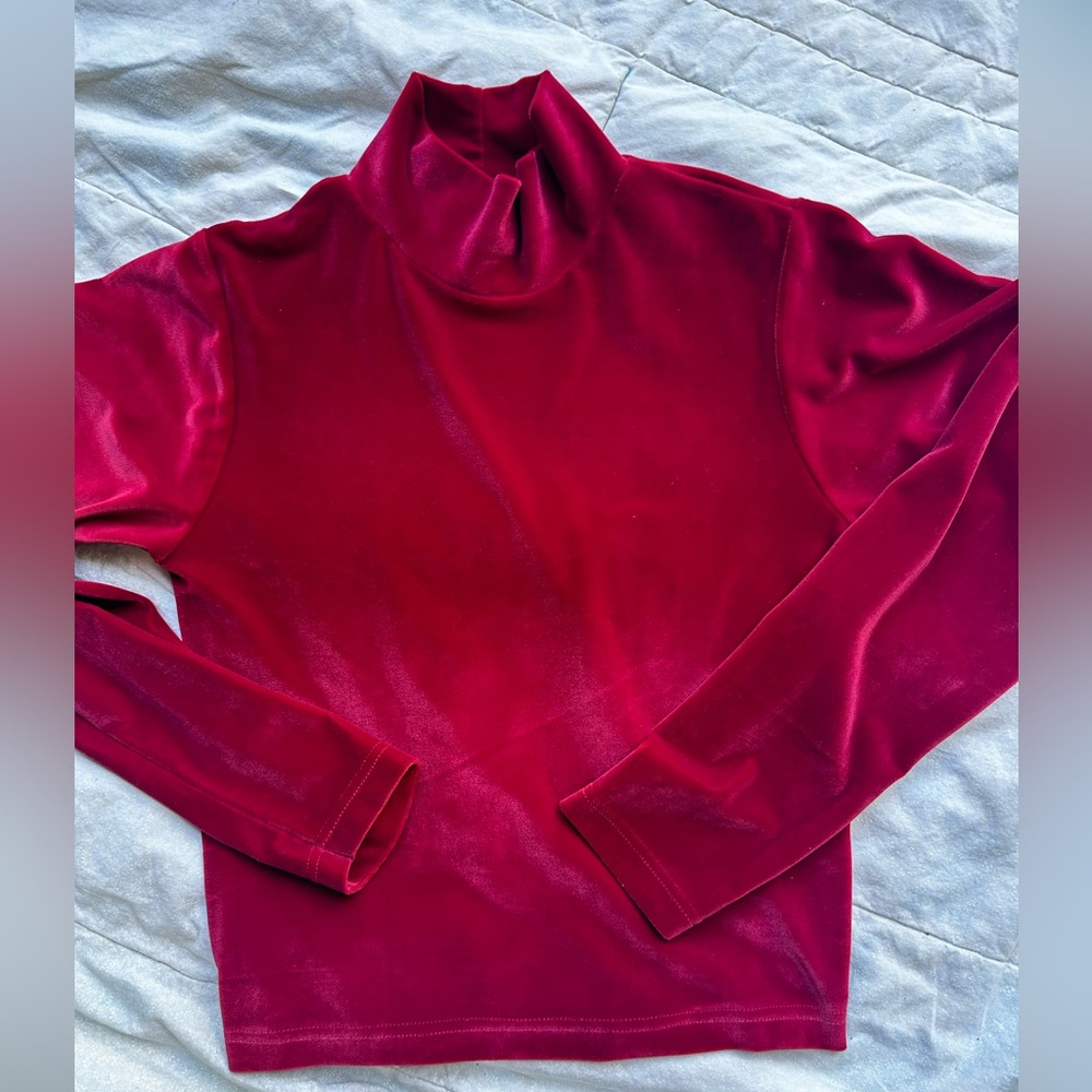 Vintage Red Velvet Turtleneck Sweater by Moda International